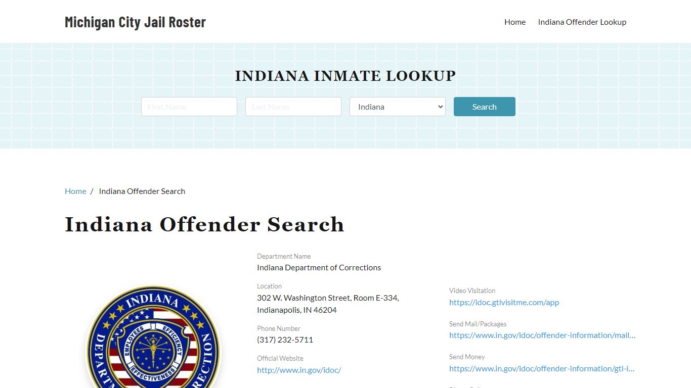 Indiana Offender Lookup, City Jail Records Search